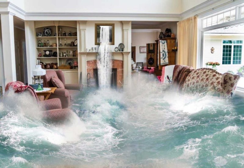 The home affected through flood at San Marcos, CA