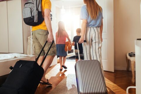 family leaving for trip